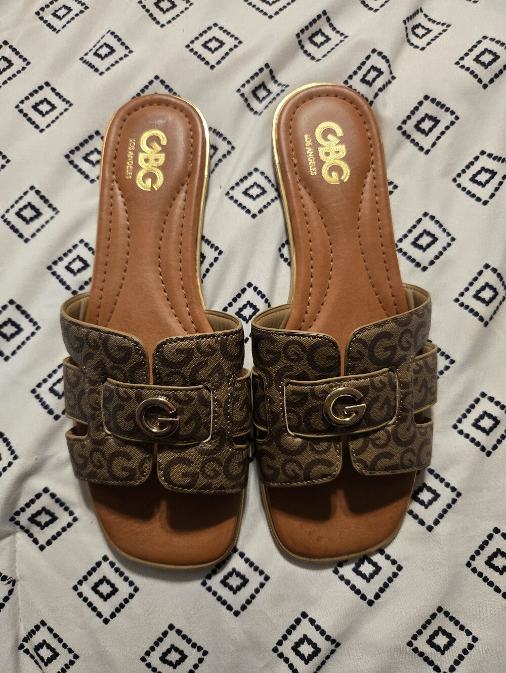 G by Guess Brown Slide Sandals